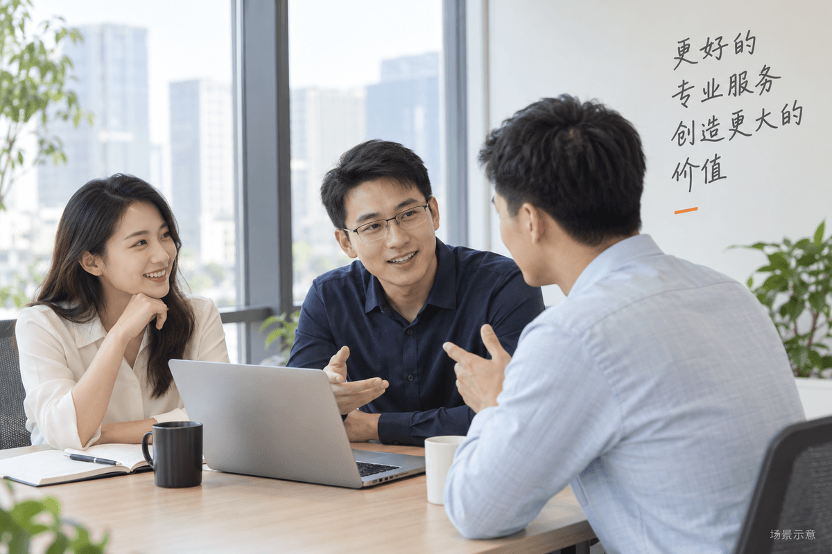 专业团队在办公室协作的示意场景